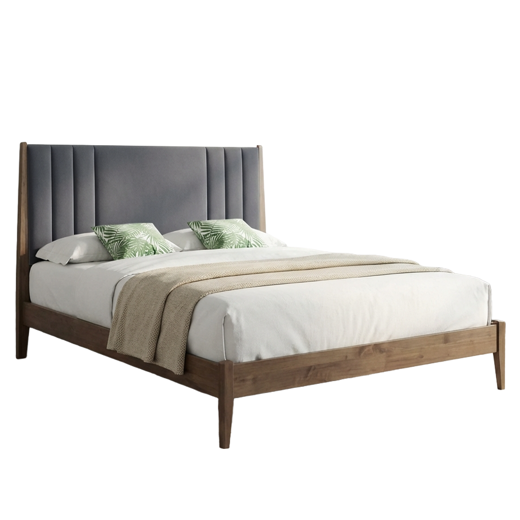 Cheslyn Upholstered Bed Frame in Dark Grey or Light Grey, view 1