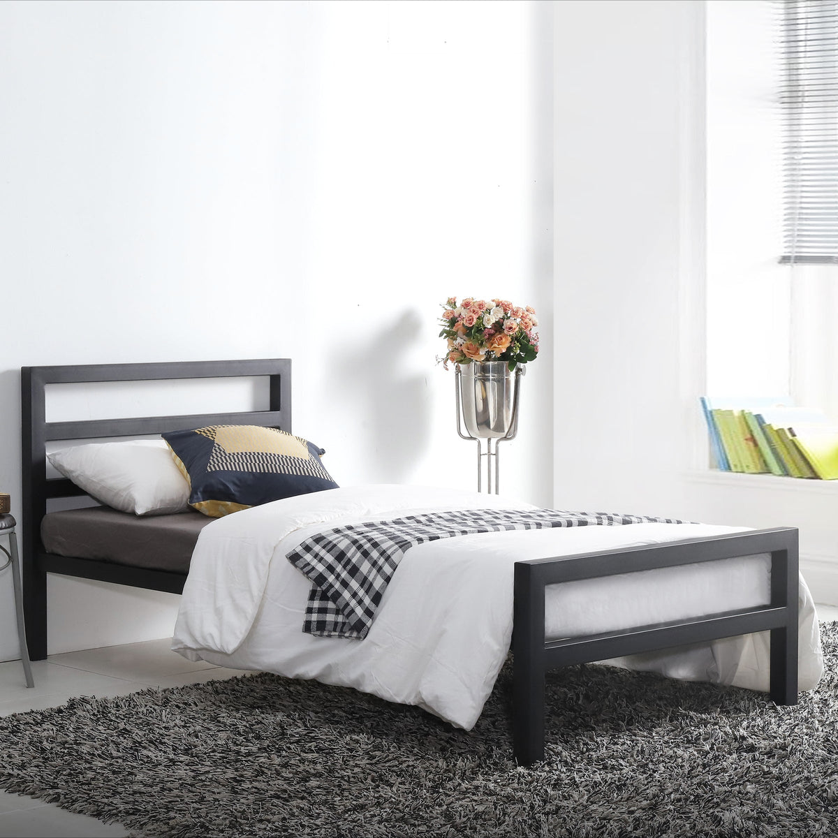 City Block Metal Bed Frame in Black, view 3