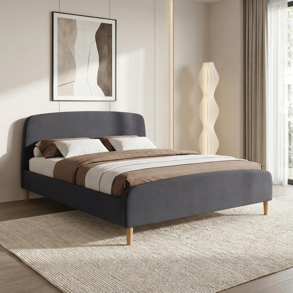 Geneva Upholstered Bed Frame in Light or Dark Grey Fabric, view 3
