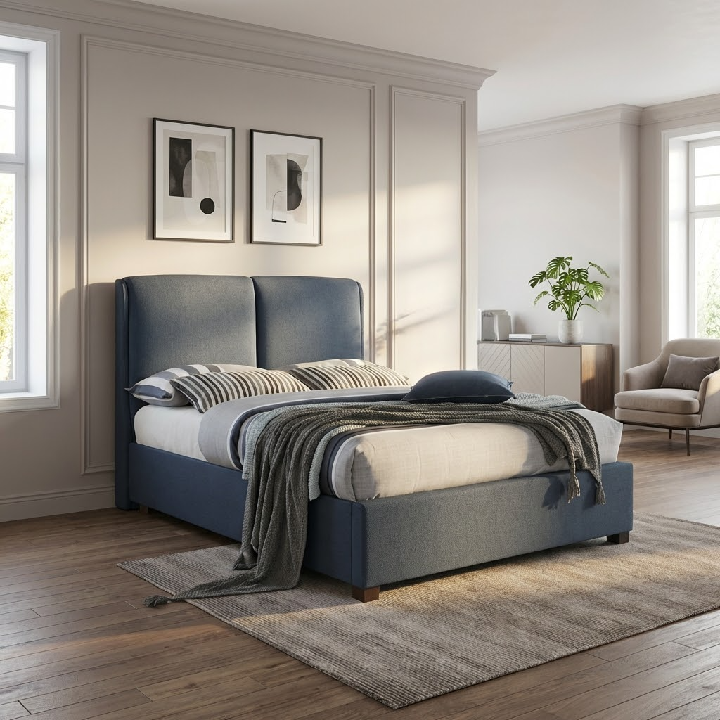 Oakland Upholstered Bed Frame in Dark Grey or Light Grey, view 2