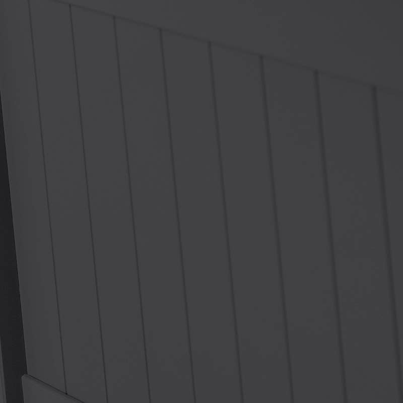 Maine bed: the vertical panelling in anthracite, close up