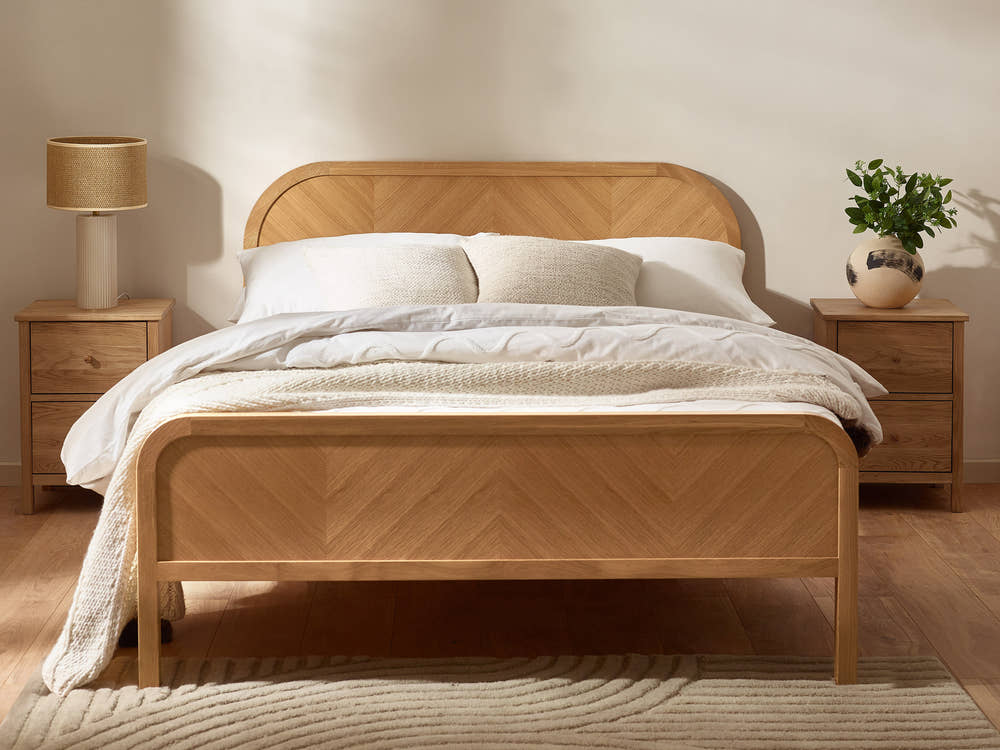 Julian Bowen Milo oak chevron bed, in a bedroom