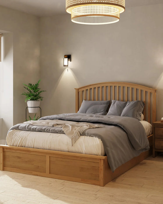 Wandsworth wooden ottoman bed frame in oak