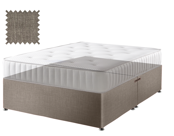 Linoso divan bed base in slate, no drawers and no headboard (mattress shown for illustration, not included)