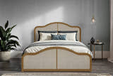 Edgware solid pine ottoman bed in oak finish, closed, in a bedroom