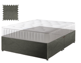 Velvet divan bed base in slate, no drawers and no headboard (mattress shown for illustration, not included)