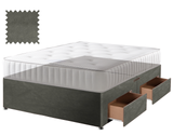 Velvet divan bed base in slate, 4 drawers, no headboard (mattress shown for illustration, not included)