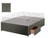 Velvet divan bed base in slate, 2 drawers, no headboard (mattress shown for illustration, not included)