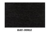 Chenille fabric in black, the swatch for this divan base
