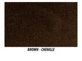 Chenille fabric in brown, the swatch for this divan base