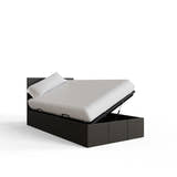 Pimlico side lift ottoman bed in grey hopsack fabric with the base lifted
