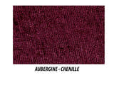 Chenille fabric in aubergine, the swatch for this divan base