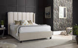 Holloway velvet ottoman bed in warmstone velvet, closed, in a bedroom