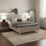 Belgravia boucle ottoman bed frame in stone