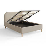 Belgravia boucle ottoman bed frame in stone, view 4
