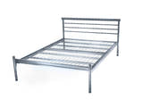 Bermondsey silver metal bed frame, without a mattress, side view