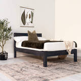 Mortlake wooden bed in solid pine, black finish