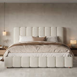 Muswell Bouclé Bubble Bed with Hydraulic Ottoman Storage, from the front