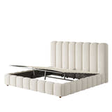 Muswell Bouclé Bubble Bed with Hydraulic Ottoman Storage, on its own, storage open