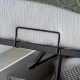 Acton wooden ottoman bed in white, detail of the lift handle