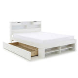 Harrow white wooden bed, with an under-bed drawer, on a white background