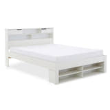 Harrow white wooden bed, with a mattress, on a white background