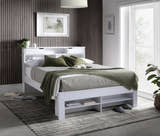 Harrow white wooden bed, in a bedroom