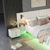 Maida Floating Bed with Bedside Shelves, in a bedroom, wide view