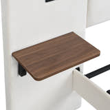 Maida Floating Bed with Bedside Shelves, close-up of the headboard and shelf
