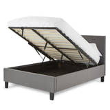 Hoxton ottoman bed frame in grey velvet with a chevron headboard, view 3