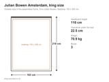 Julian Bowen Amsterdam king size bed: dimensions diagram, 163 x 218 cm outside