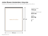Julian Bowen Amsterdam king size bed: dimensions diagram, 163 x 217 cm outside