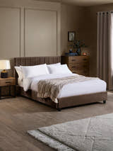 Julian Bowen Aylen bed in chocolate velvet, in a bedroom
