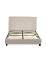 Aylen oatmeal bed frame, front view without a mattress