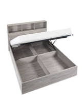 Julian Bowen Bali grey oak effect ottoman bed with the base raised, on a white background