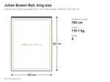 Julian Bowen Bali king size bed: dimensions diagram, 165 x 222 cm outside
