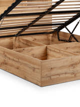 Bali ottoman bed: storage space under the raised slatted base, close up