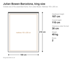 Julian Bowen Barcelona king size bed: dimensions diagram, 168 x 218 cm outside