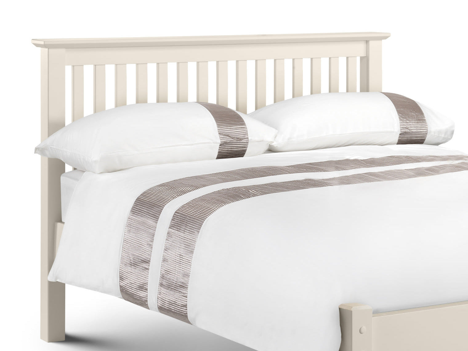 Julian Bowen Barcelona stone white slatted headboard, close up