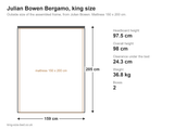 Julian Bowen Bergamo king size bed: dimensions diagram, 159 x 205 cm outside