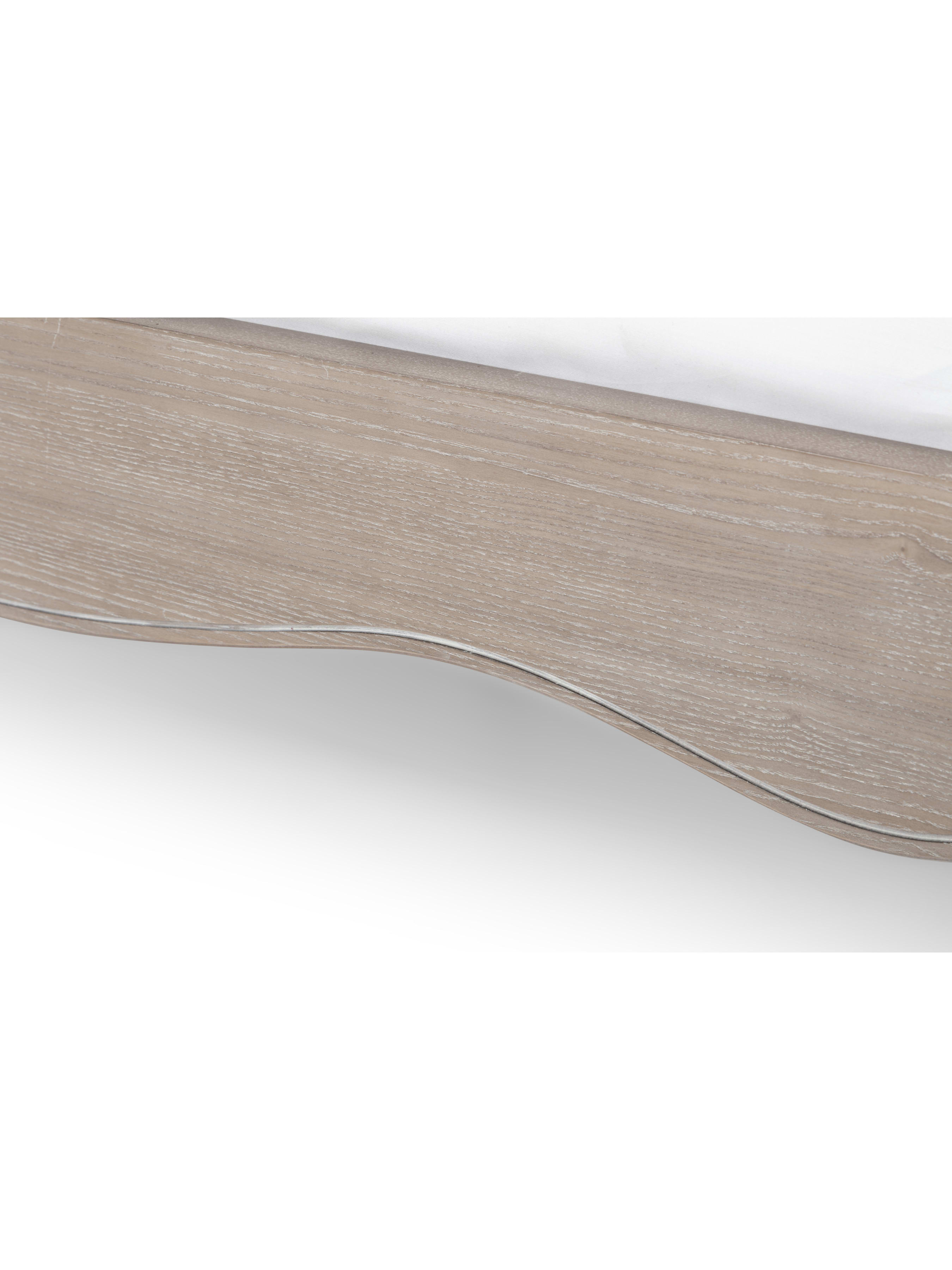 Camille bed: shaped limed oak rail, close up