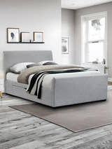 Julian Bowen Capri light grey fabric bed with 2 drawers, in a bedroom