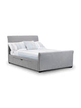 Julian Bowen Capri bed in light grey linen style fabric with the drawers closed