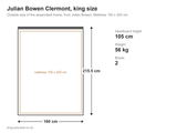 Julian Bowen Clermont king size bed: dimensions diagram, 160 x 215.5 cm outside