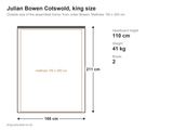 Julian Bowen Cotswold king size bed: dimensions diagram, 166 x 211 cm outside