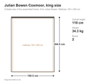 Julian Bowen Coxmoor king size bed: dimensions diagram, 159.5 x 204.5 cm outside