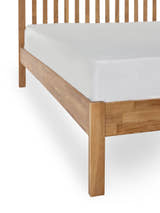 Coxmoor bed: oak leg and frame corner, close up