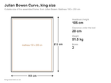 Julian Bowen Curve king size bed: dimensions diagram, 161 x 212 cm outside