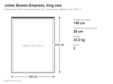 Julian Bowen Empress king size bed: dimensions diagram, 162 x 212 cm outside