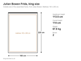 Julian Bowen Frida king size bed: dimensions diagram, 160 x 220 cm outside